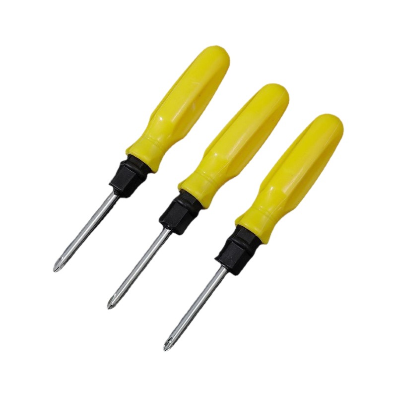 1 yuan, 2 yuan, 4-inch large yellow dual-purpose thickened handle, flat-head cross screwdriver, multi-functional dual-purpose screw Item Picture