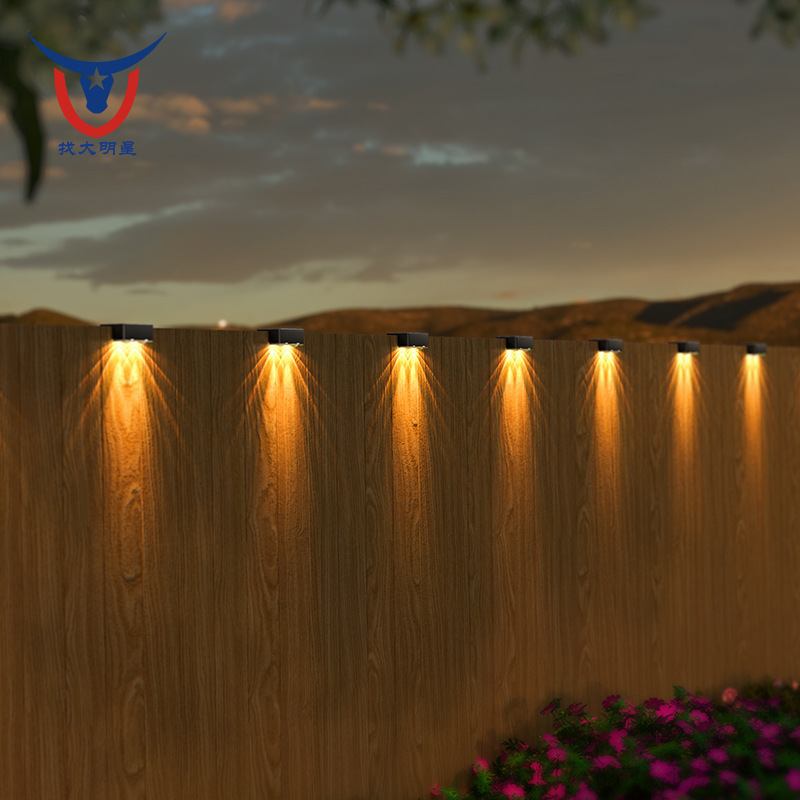 Solar staircase lights, waterproof steps, building fences, fences, hedges, balcony and garden three-color solar wall-washing lights details Picture