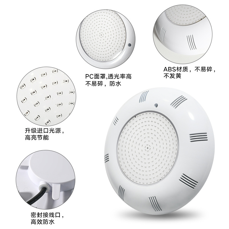 New cross-border e-commerce LED full potting wall-mounted swimming pool light, Aike underwater light, pool lighting, hotel and villa Application Scenario