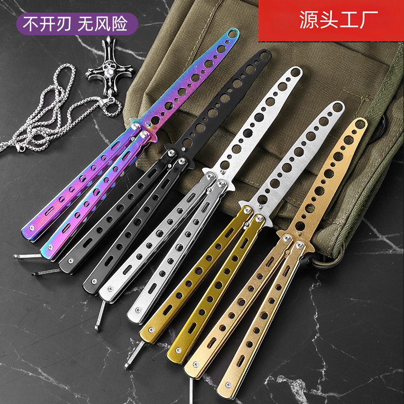 【 Original Manufacturer 】 Wholesale csgo butterfly knives, practice knives, outdoor training knives, stainless steel folding and swinging knives in stock full figure