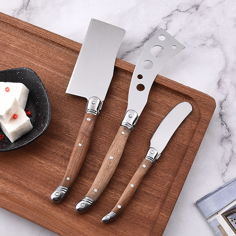 420 stainless steel Sapele wood handle knife Cross-border kitchenware set Butter knife, bread and cheese kitchen baking knife Specification drawing