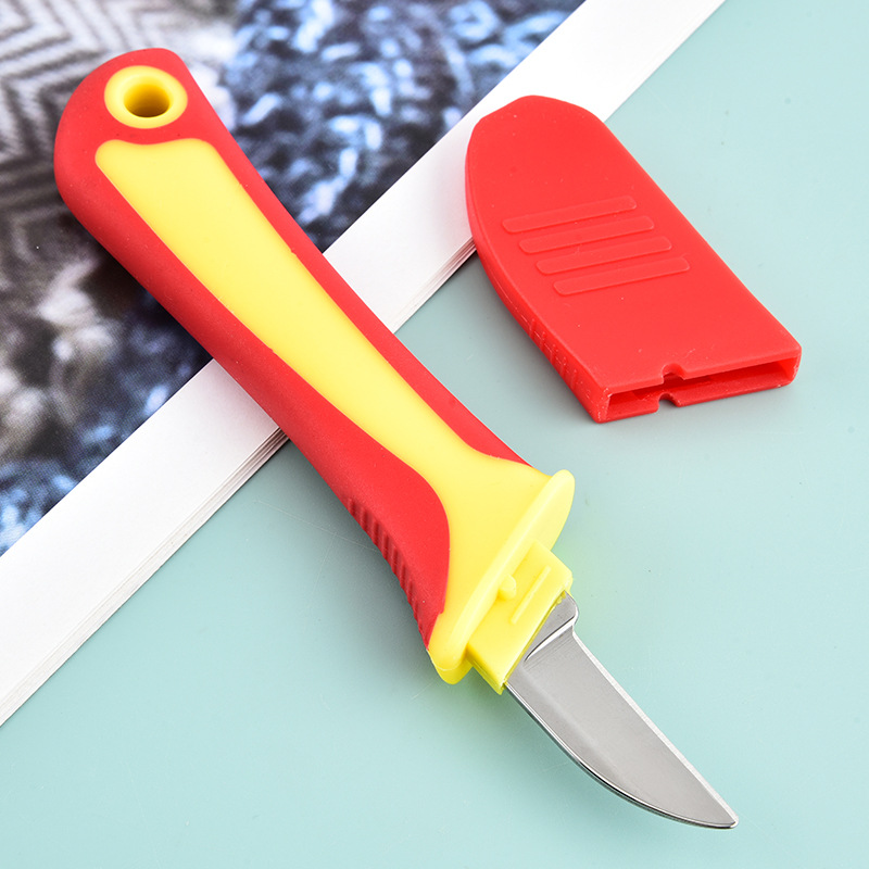 Customized stainless steel straight-edge and bending-edge insulated electrician's knife, insulated wire stripping knife, cable and wire stripping knife manufacturer Application Scenario