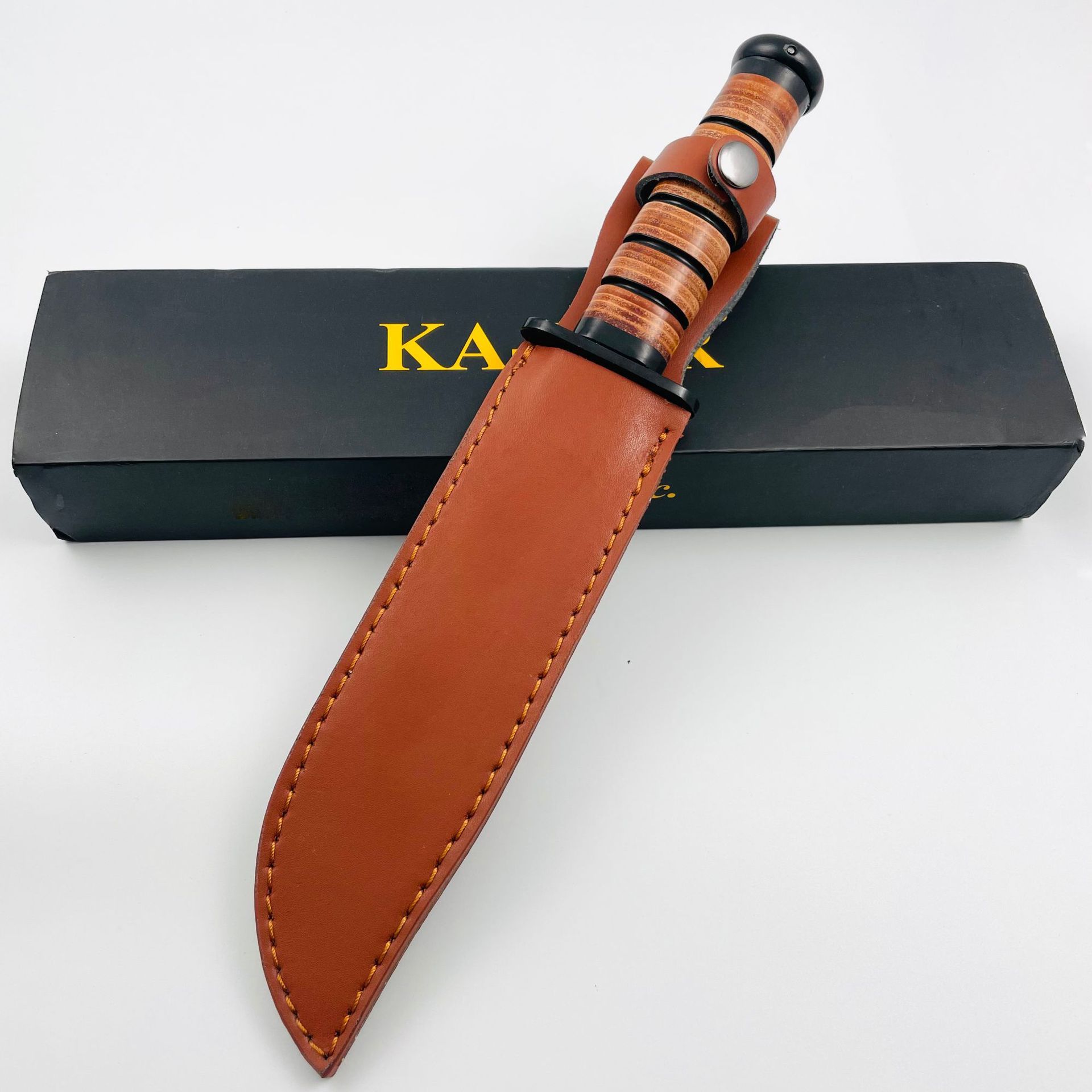 Cross-border Kaba 1217 outdoor straight knife accessory leather case, high-quality leather sheath, wear-resistant cowhide case details Picture