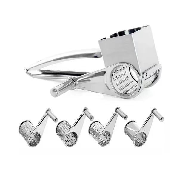 Stainless steel cheese grater, hand-cranked and rotating cheese grater, kitchen creative cheese grater, household stock details Picture