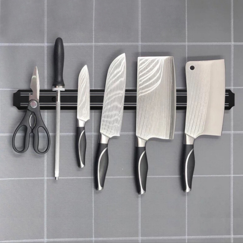 Available in stock: Plastic galvanized magnetic strip knife rack, galvanized plastic with magnetic strip knife rack, kitchen storage rack Specification drawing