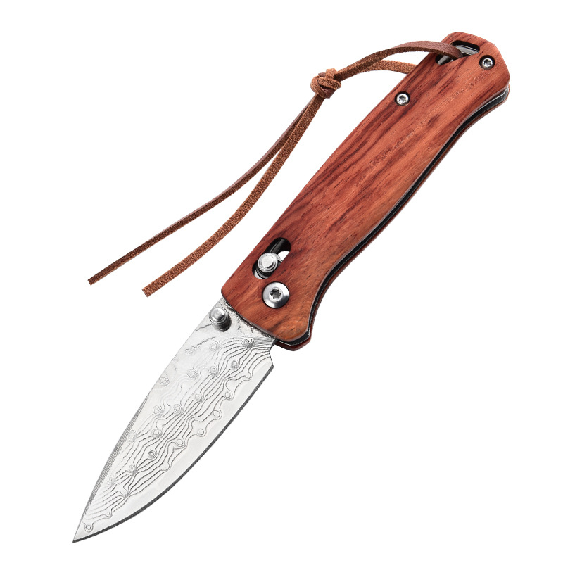 Damascus steel folding knife, outdoor knife, camping knife in the wild, outdoor knife, meat and fruit knife, portable knife undefined