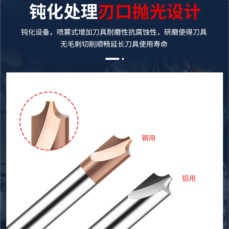 Tungsten steel inner R milling cutter, 55-degree 4-edge coated chamfering forming tool, inner r concave arc chamfering tool, aluminum alloy milling cutter details Picture