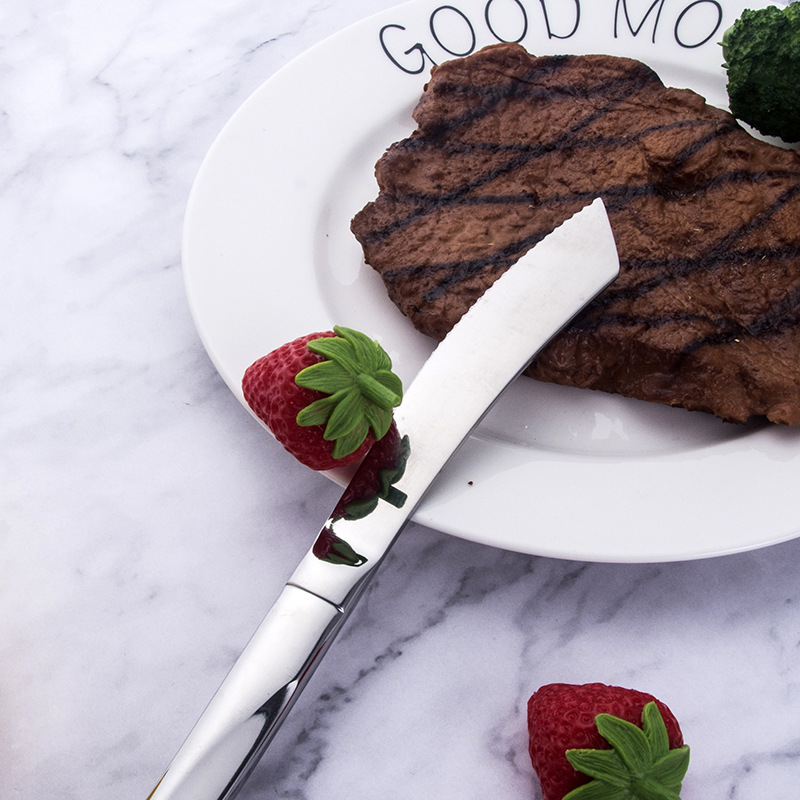 Popular 304 stainless steel steak knife, household serrated butter knife, Western tableware, colorful creative butter knife details Picture