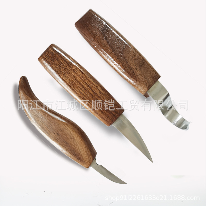 3-piece set of walnut wood carving knives, 5-piece set of walnut wood carving knives, 9-piece set of walnut wood carving knives, 10-piece set Specification drawing