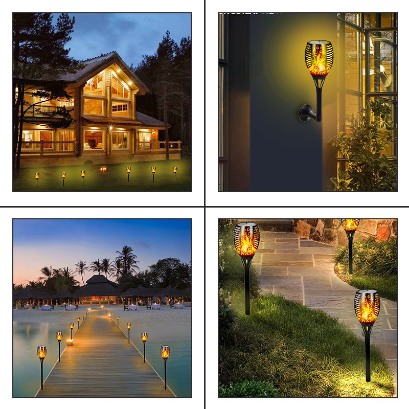 Solar outdoor wall lamps, lawn lamps, solar lamps, waterproof garden lamps, flame lamps, street lamps, landscape ground insert lamps Item Picture