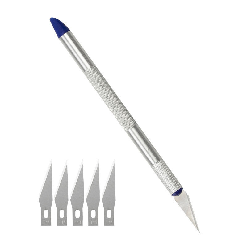6-blade aluminum rod pen knife, rubber stamp engraving knife, model making, mobile phone film application, student hand journal, graphic design knife Item Picture