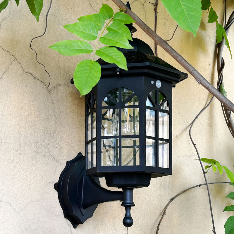 New Chinese-style solar outdoor rainproof wall lamps for villas, gardens, pavilions, corridors, passageways, and courtyard exterior walls Specification drawing