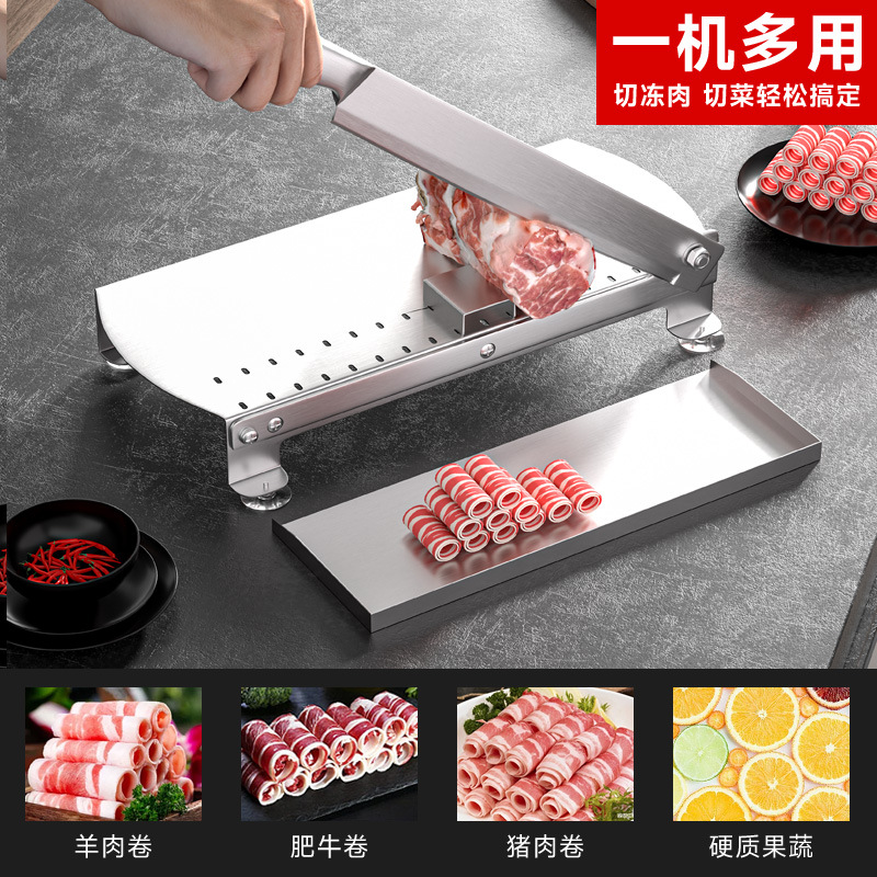 Commercial mutton roll and beef stainless steel meat slicer, frozen meat and fresh meat slicer, meat slicer, household medicinal herb machine details Picture