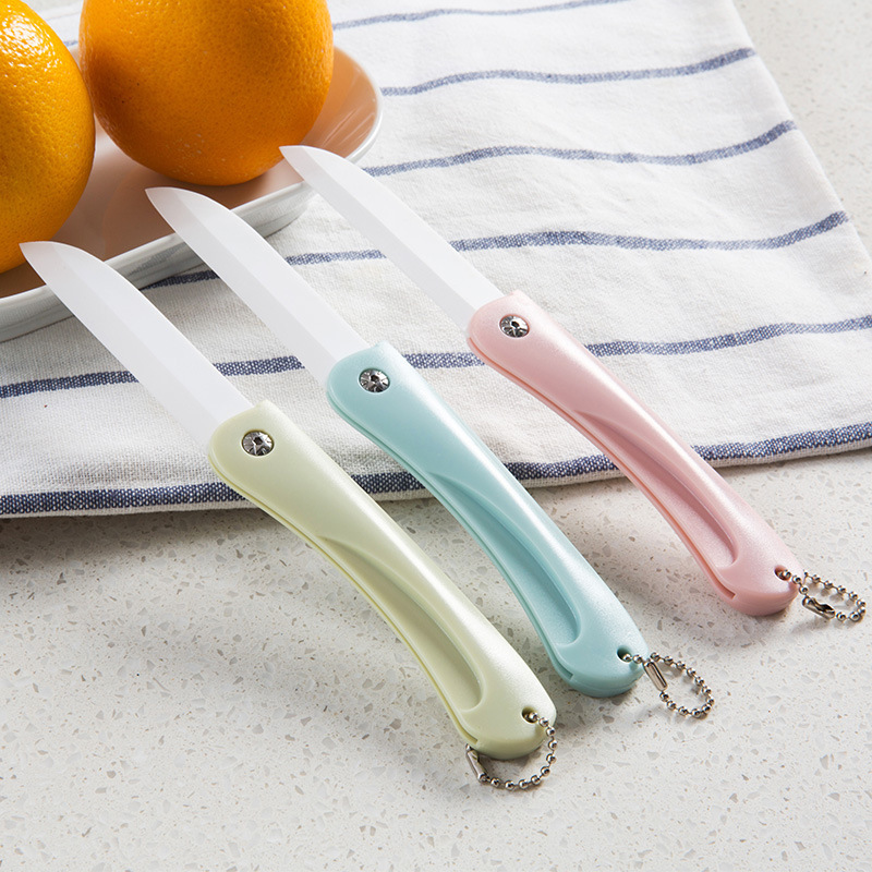 Ceramic fruit knife, household portable folding knife, kitchen vegetable and fruit knife, multi-functional peeler small knife details Picture