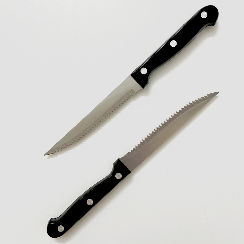 Cross-border best-selling serrated steak knife, stainless steel steak cutting knife, hotel and Western restaurant special knife, plastic handle details Picture