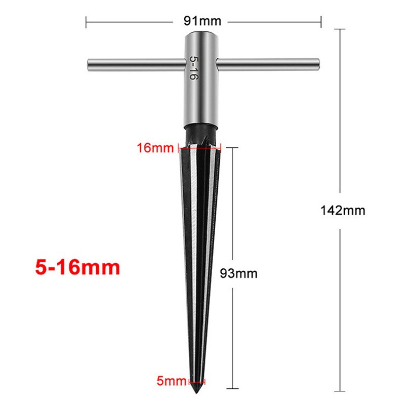 Hand-used conical reamers 1/8-1/2(3-13mm), 5-16 hole-making tools, conical reamers and chamfering devices, precision undefined