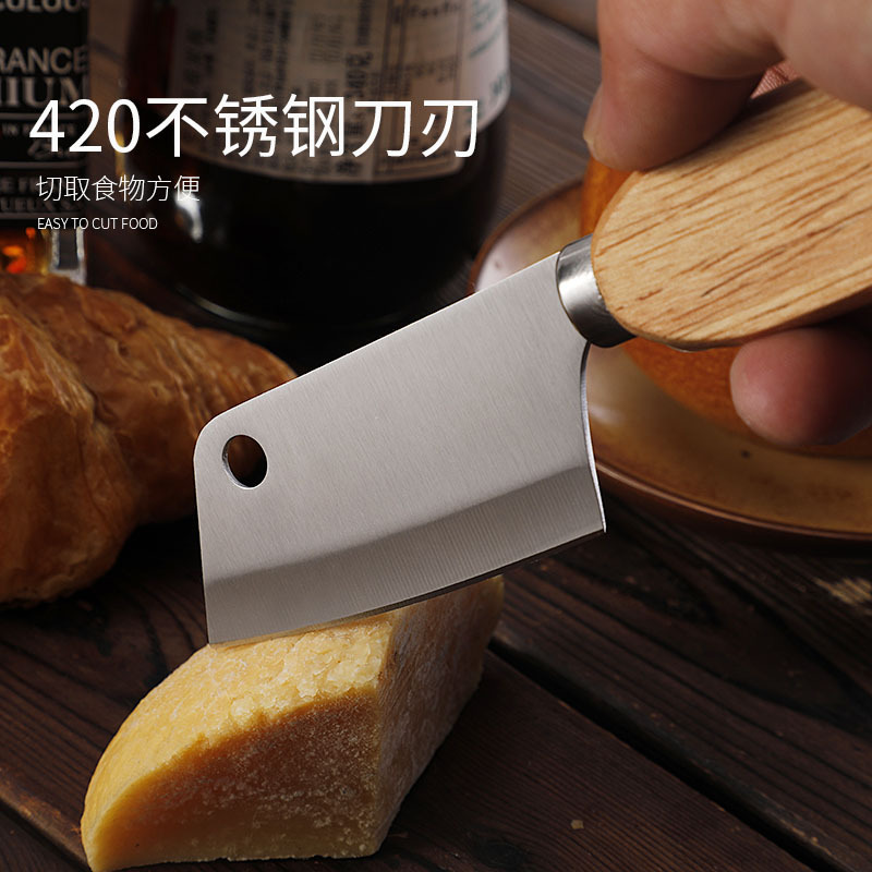 New cross-border stainless steel cheese knife, rubber wooden handle butter cheese knife, creative and cute mouse knife, steak knife details Picture