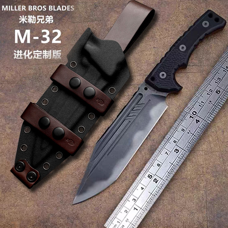 Miller Brothers Outdoor Straight knife, high-hardness one-piece camping survival knife, sharp stainless steel portable self-defense tactical knife details Picture