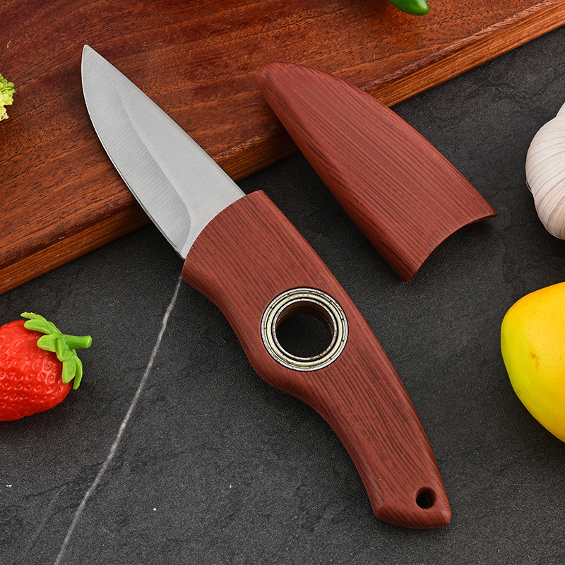 Bearing rotating knife, stainless steel mini outdoor survival knife, portable sharp picnic knife for home use, fruit express knife details Picture