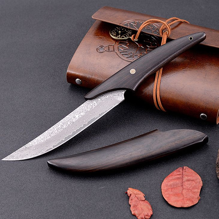 【 Anteater 】 Hot-selling outdoor premium product: High-hardness Damascus steel, eacherwood scabbard, mirror-corroded blade surface Application Scenario