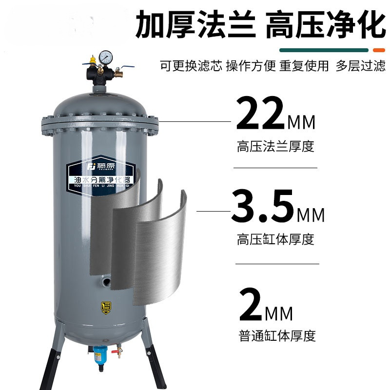 Oil-water separator, filter, air compressor, compressed air precision filter, air pump, drying tank with automatic drainage Specification drawing