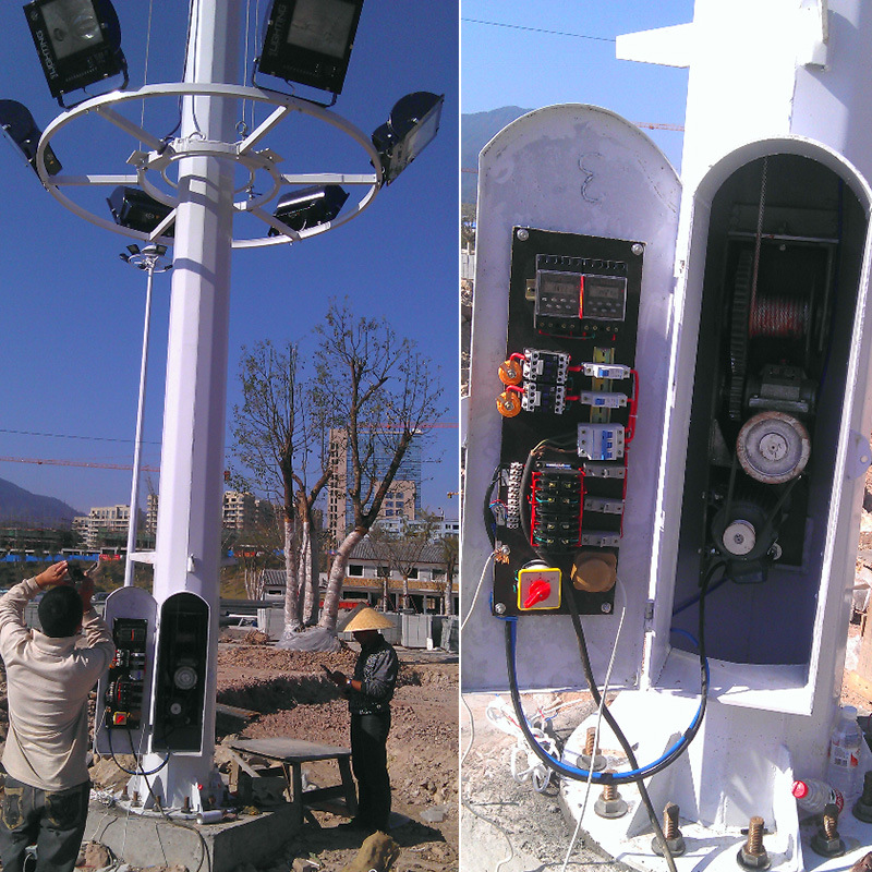 Lifting high mast light manufacturer, 10m, 15m, 200W, 18m, 600W square lighting fixtures, square lights Application Scenario