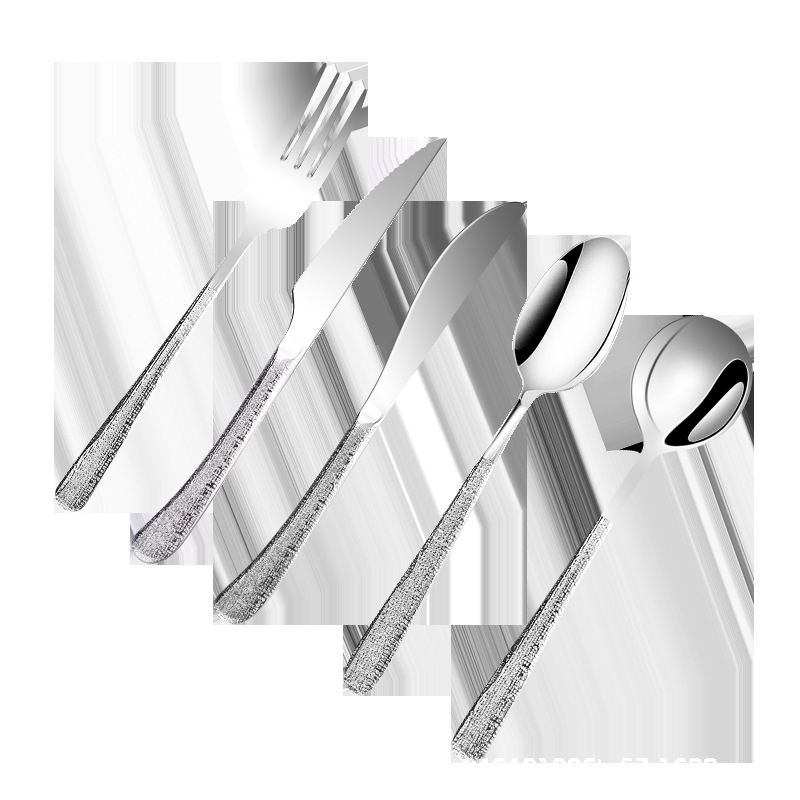 High-end stainless steel Western tableware knife and fork set, dessert spoon, steak knife, fork and spoon three-piece set Item Picture