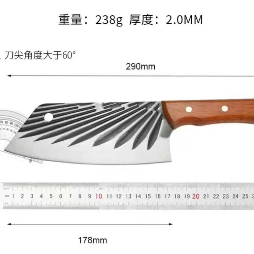 Hand-forged hammer-textured household kitchen knife, sharp slicing knife for ladies, small kitchen knife for chefs in hotel kitchens to cut meat Application Scenario