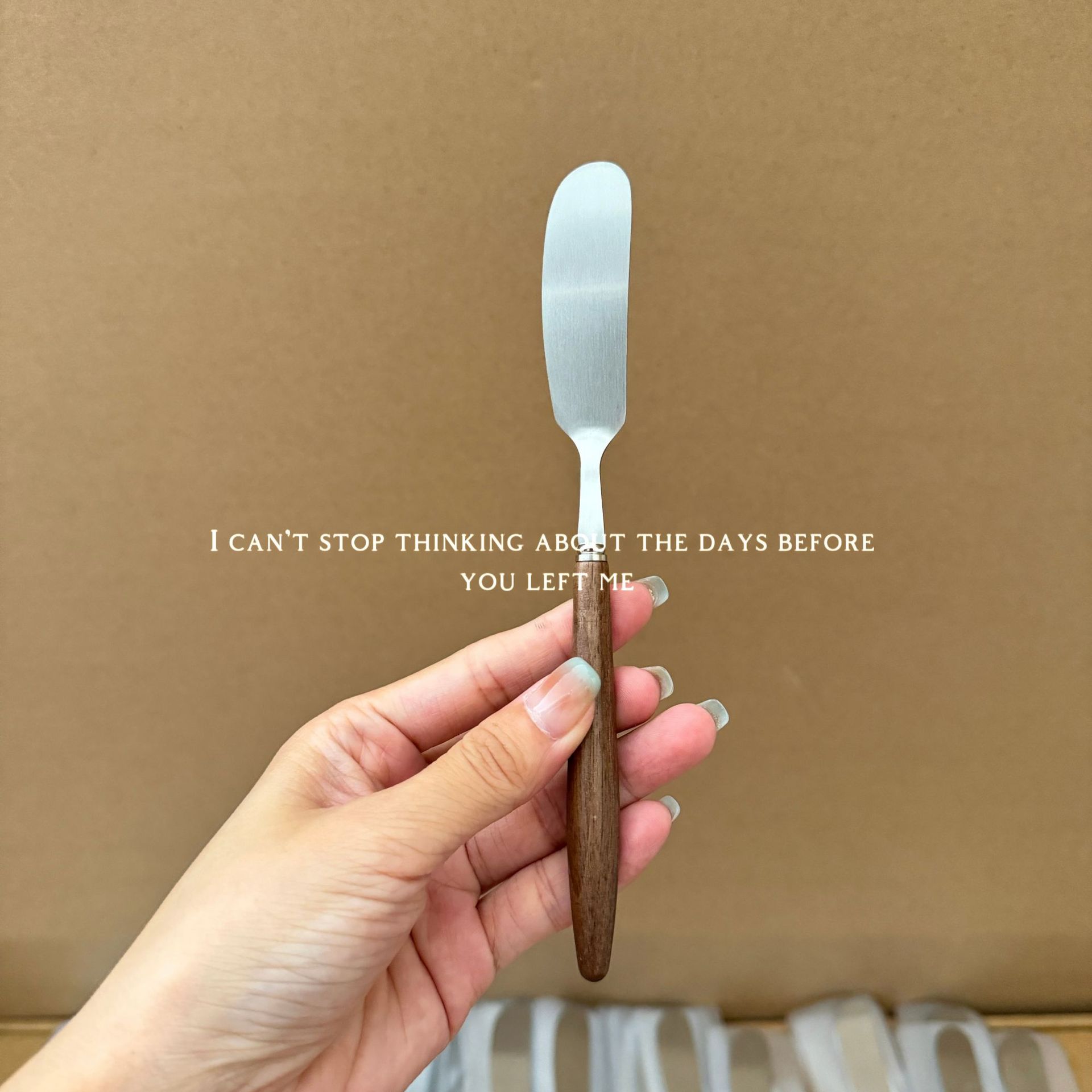 Minojia 304 stainless steel walnut butter spatula, jam spatula, cheese spatula, cream spatula, avocado knife full figure