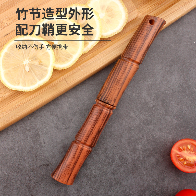Outdoor hand-held meat knife, bamboo joint fruit knife, sharp peeler, household sheathed fruit peel knife, stainless steel fruit knife details Picture