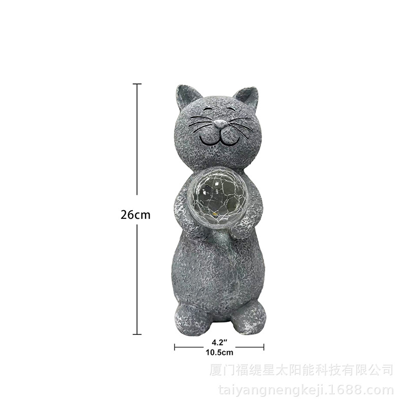 Cross-border solar garden lamps, resin animal ornaments, garden balcony, courtyard decoration, lawn, cat statue ornaments Item Picture