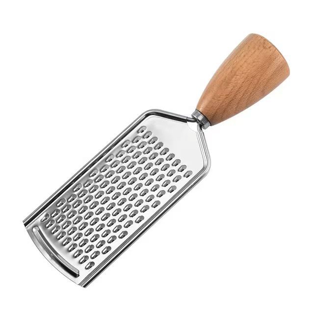 Creative circular beech wood handle stainless steel fruit and vegetable grater, multi-functional radish grater, potato slicer full figure