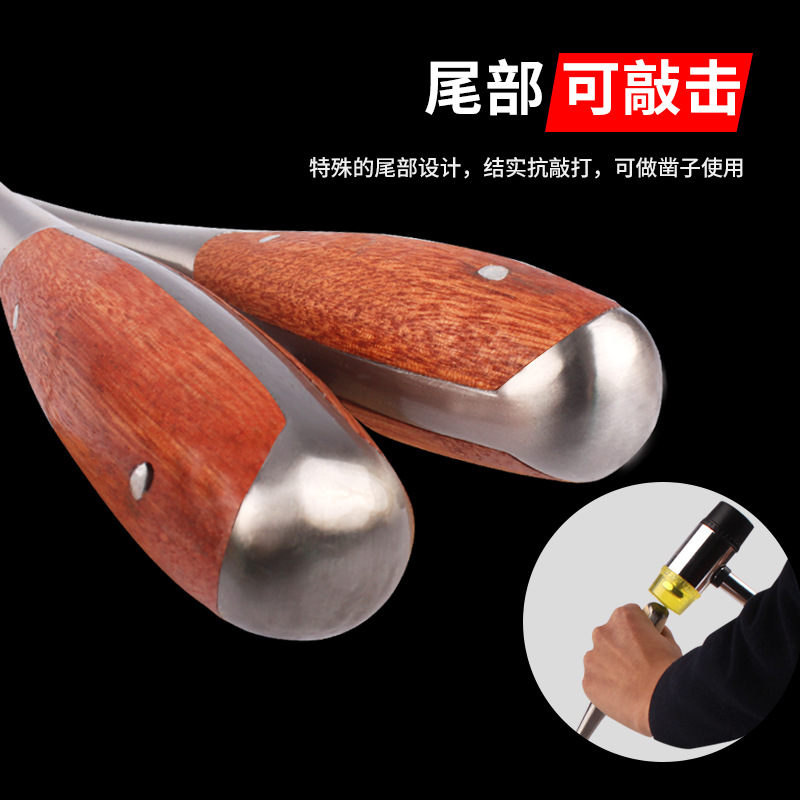 Through-hole screwdriver, flat-head screwdriver, wooden handle, old-fashioned, keyable screwdriver, flat hammer, through-hole screwdriver details Picture