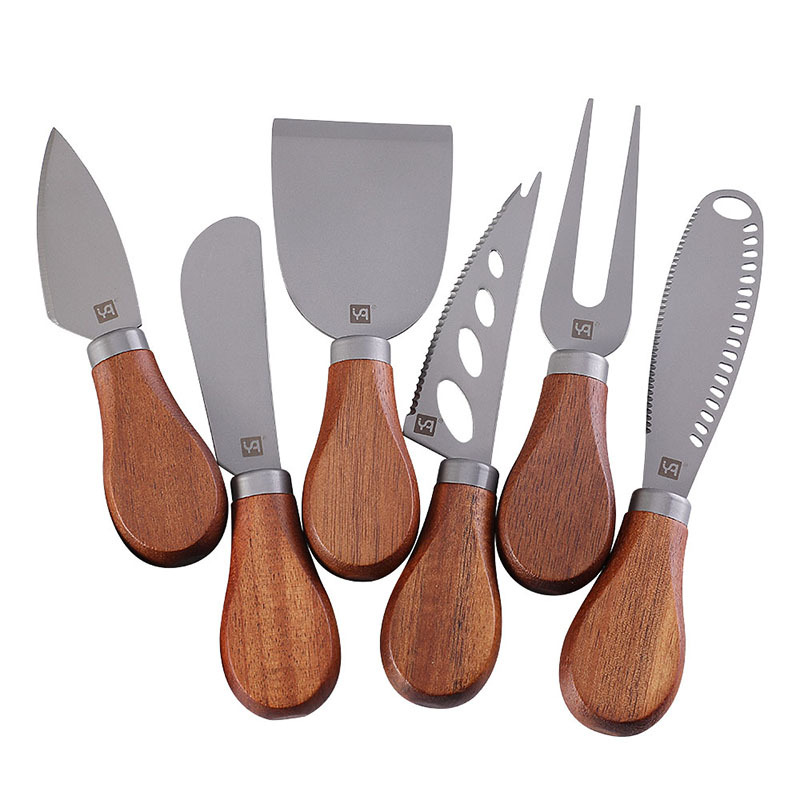 High-quality cheese tools from the factory, including knives, forks, spatulas, acacia wood cheese knives, stainless steel titanium-coated cheese knives, and cheese knives details Picture