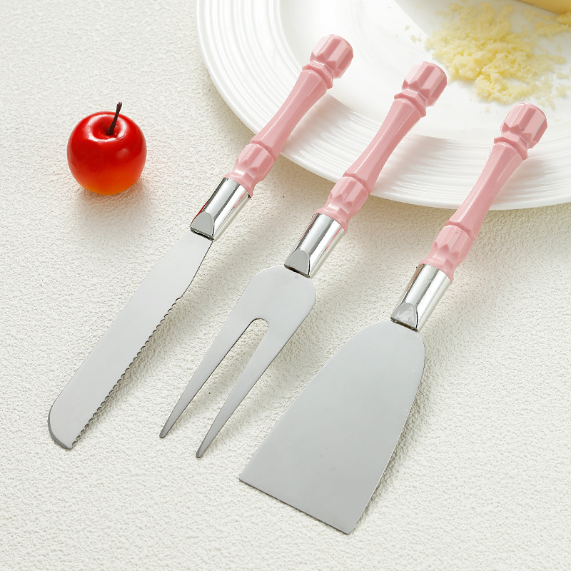 Cross-border cheese knife set, cheese knife and fork stainless steel three-piece set, cheese spatula knife and fork four-piece set, butter knife wholesale Specification drawing