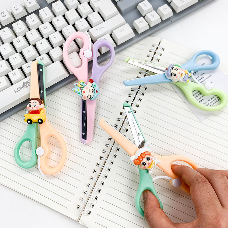 DIY handmade paper cutting knife, macaron-colored art scissors, hand-friendly office paper-cutting knife, children's small scissors details Picture