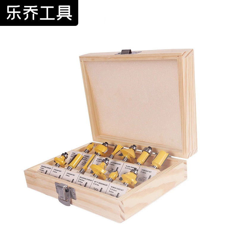 Cross-border 12-piece woodworking milling cutter set, a set of decoration edge machine wood milling and engraving machine milling cutter 12pc tungsten steel tool full figure