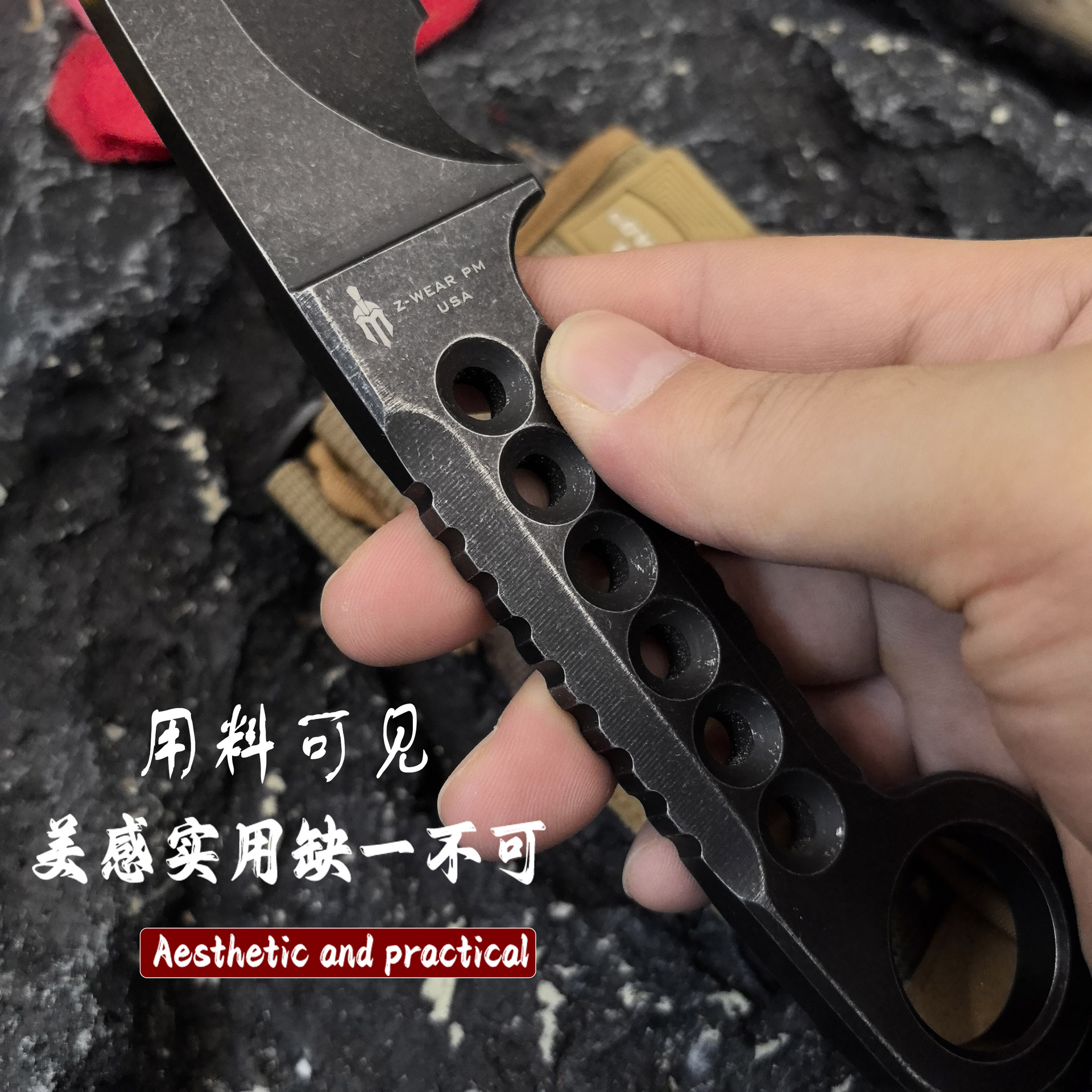 Miller's new ring Large Krypton Rhino integrated straight knife DC53 steel outdoor small straight knife is a high-hardness and sharp tactical knife Application Scenario
