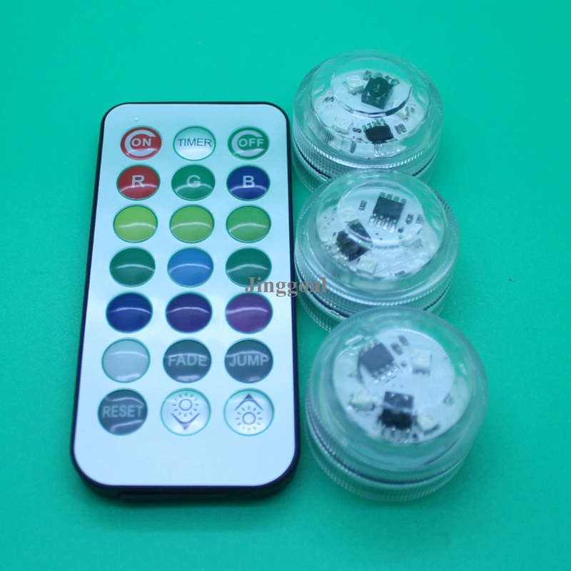 Unplugged fish tank light 3 LED remote control seven-color color-changing diving bottom light details Picture