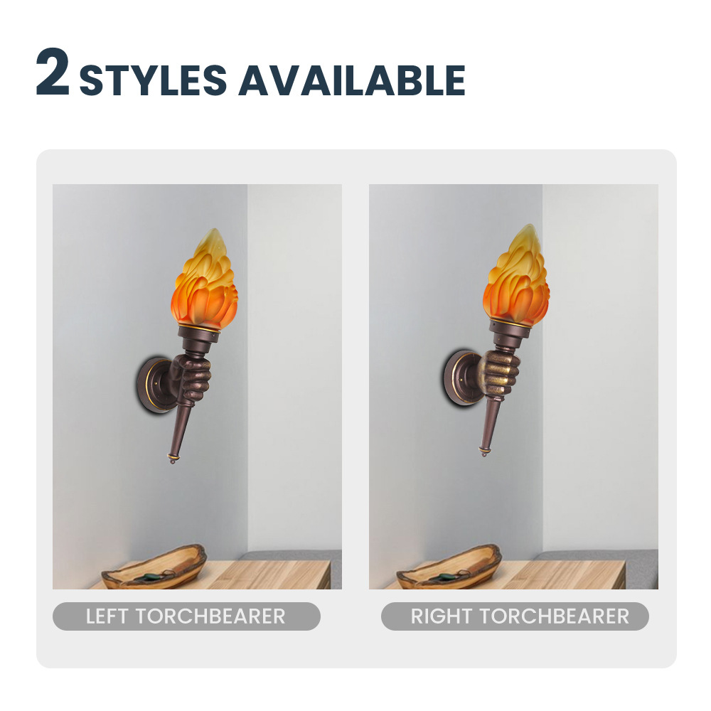 Outdoor fence torch lamps, courtyard wall lamps, indoor coffee and restaurant decorative hand wall lamps, creative retro torch lamps details Picture