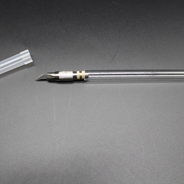 DIY handmade pen knife accessories: Plastic transparent engraved pen knife, pen cap, small black engraved pen knife, round pen cap Specification drawing
