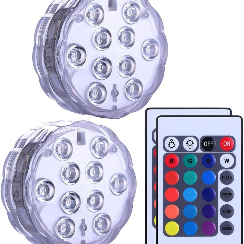 Diving light, swimming pool light, underwater light, 24-key remote control, RGB seven-color LED pool light, 7cm waterproof fish tank light Specification drawing