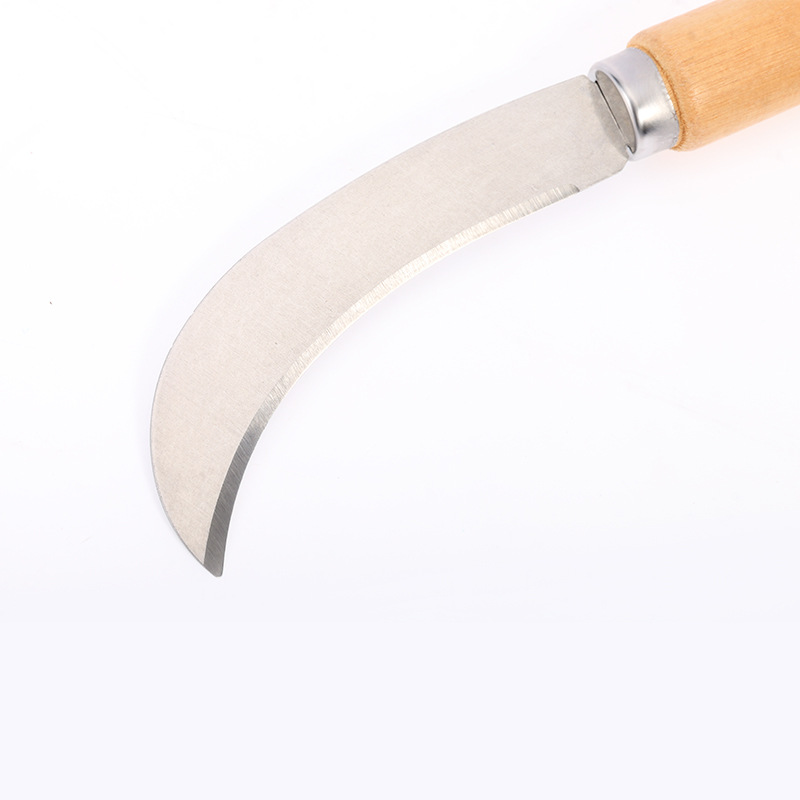Yangjiang wooden handle stainless steel fruit pineapple knife, household banana knife, small curved knife, peeler knife, fruit and vegetable knife details Picture