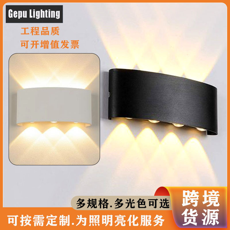 Outdoor wall lamp led outdoor waterproof dual-head top and bottom lighting modern villa living room balcony courtyard lamp plastic kit details Picture