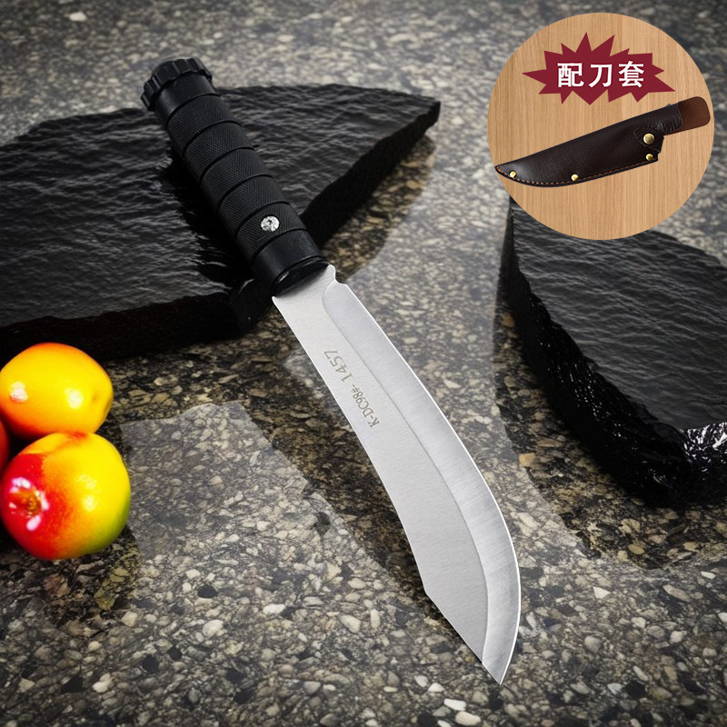 Outdoor knife, sharp camping fruit knife, household multi-functional knife, bone-removing and meat-cutting knife, high-hardness straight knife, portable knife Specification drawing