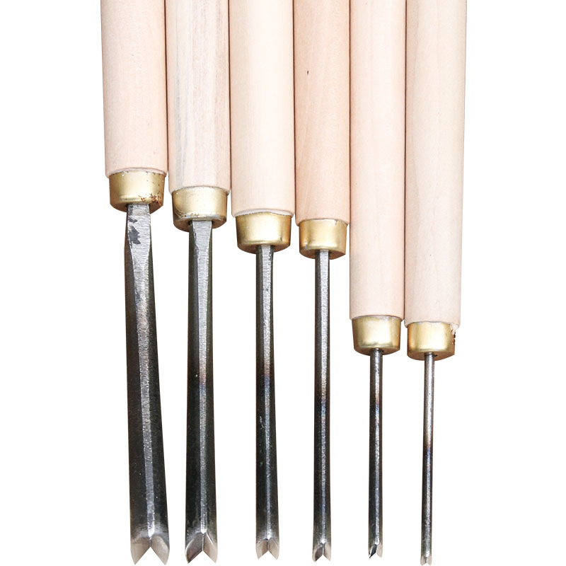 Factory direct supply of Dongyang handcrafted wood carving knives, V-shaped carving woodworking line engraving knives, line engraving knives, polished and polished triangular knives Item Picture