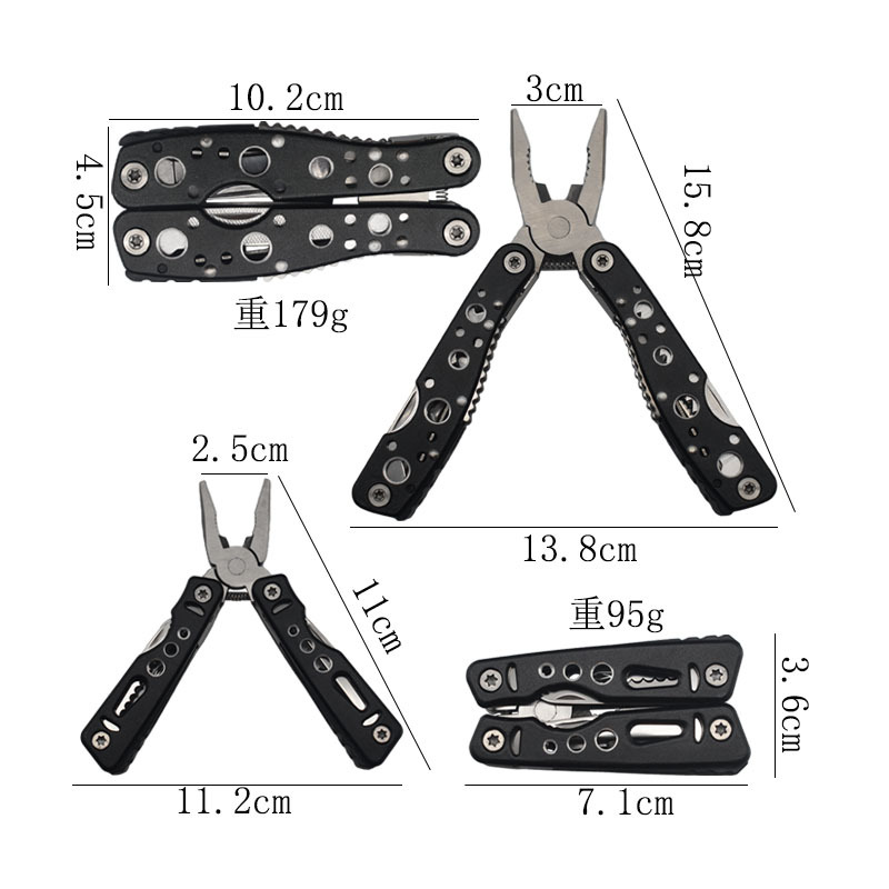 Factory direct sales of multi-functional folding pliers, round hole portable tool pliers, stainless steel multi-functional camping gift pliers details Picture