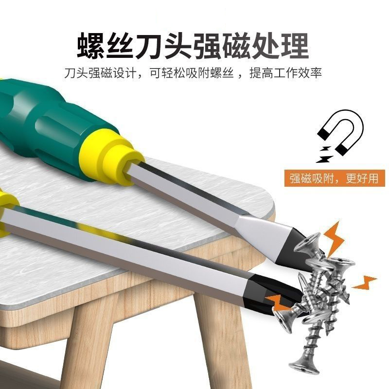 A high-hardness alloy steel screwdriver with a cross head, flat-mouthed plum blossom, and strong magnetic through-core screwdriver details Picture