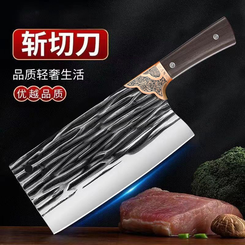 Factory direct sales, pure hand-forged kitchen knives, household street food knives, slicing, meat cutting, and street food details Picture