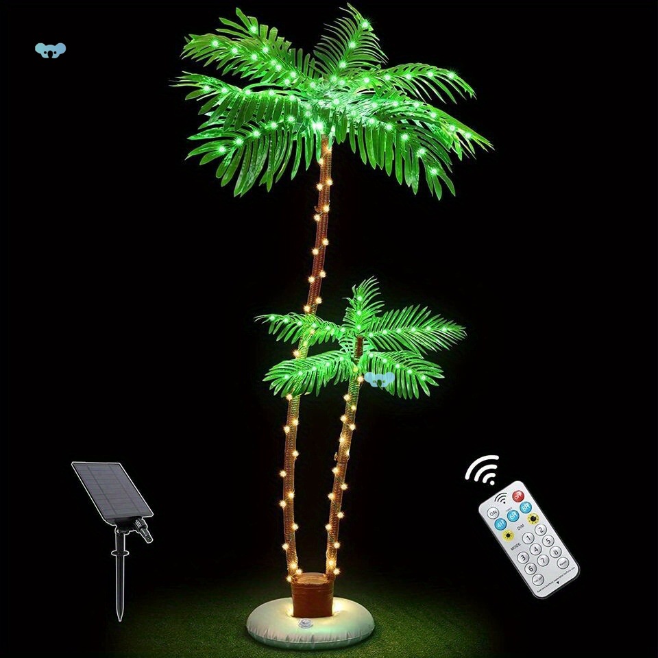 6FT Solar Powered LED Artificial Palm Tree with 121 Lights8 full figure